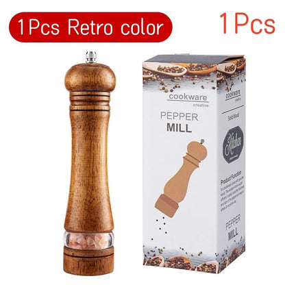 8" Wooden Pepper Grinder – Adjustable Ceramic Spice Mill