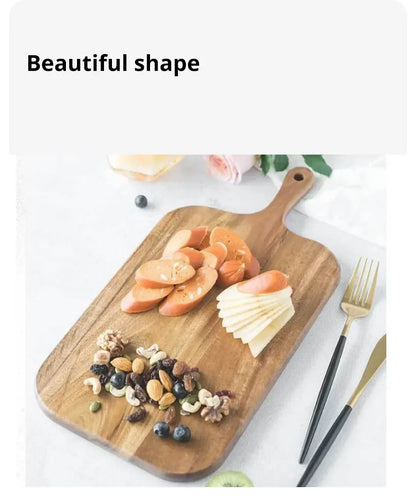 Wooden Cutting & Serving Board with Handle – Charcuterie & Cheese Platter